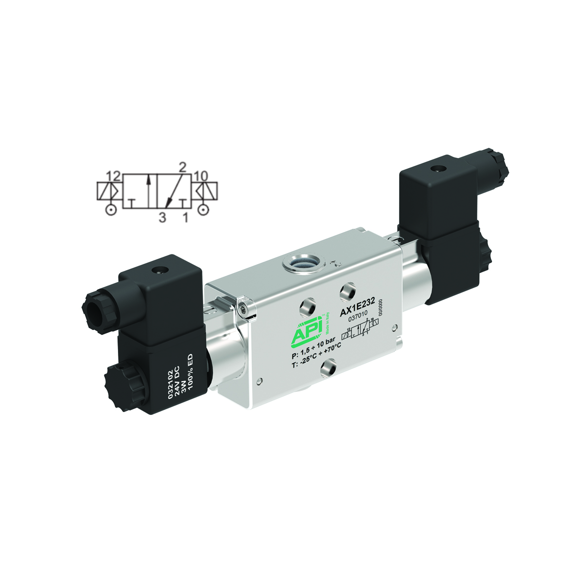 3/2 Solenoid/Solenoid W/ External Air Pilot Inline Valve Interface ...