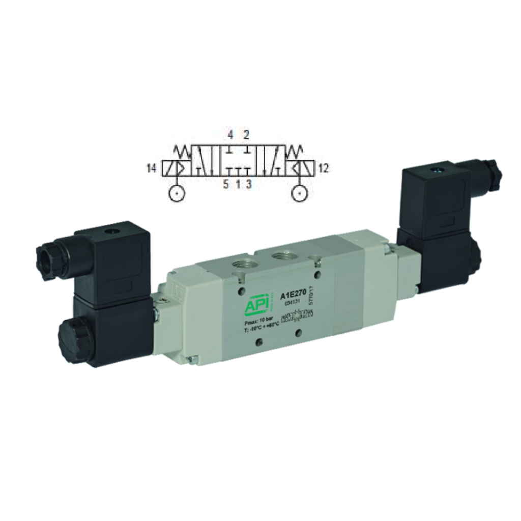 1/4" 5/3 Closed Centres & Air Pilot Electrically Operated Valve