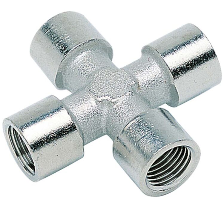 1/8" BSP THREAD PLATED BRASS FEMALE EQUAL CROSS