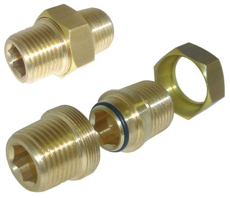 1/8" BSPT MALE THREAD UNPLATED BRASS 3-PIECE EQUAL CONNECTOR