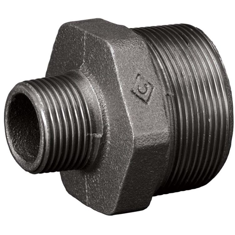 M145B 1.1/4X1 BLACK MI HEX NIPPLE REDUCING